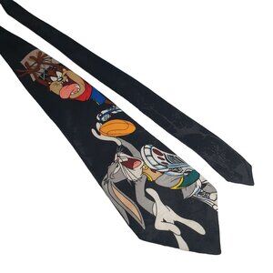 Looney Tunes Mens 1995 Bugs Bunny Basketball Tie Polyester Black Space Jam Bugs